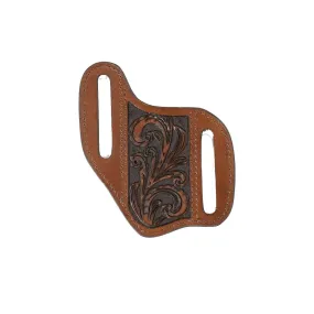 3D Belt Co Floral Embossed Leather Pancake Knife Sheath - Brown