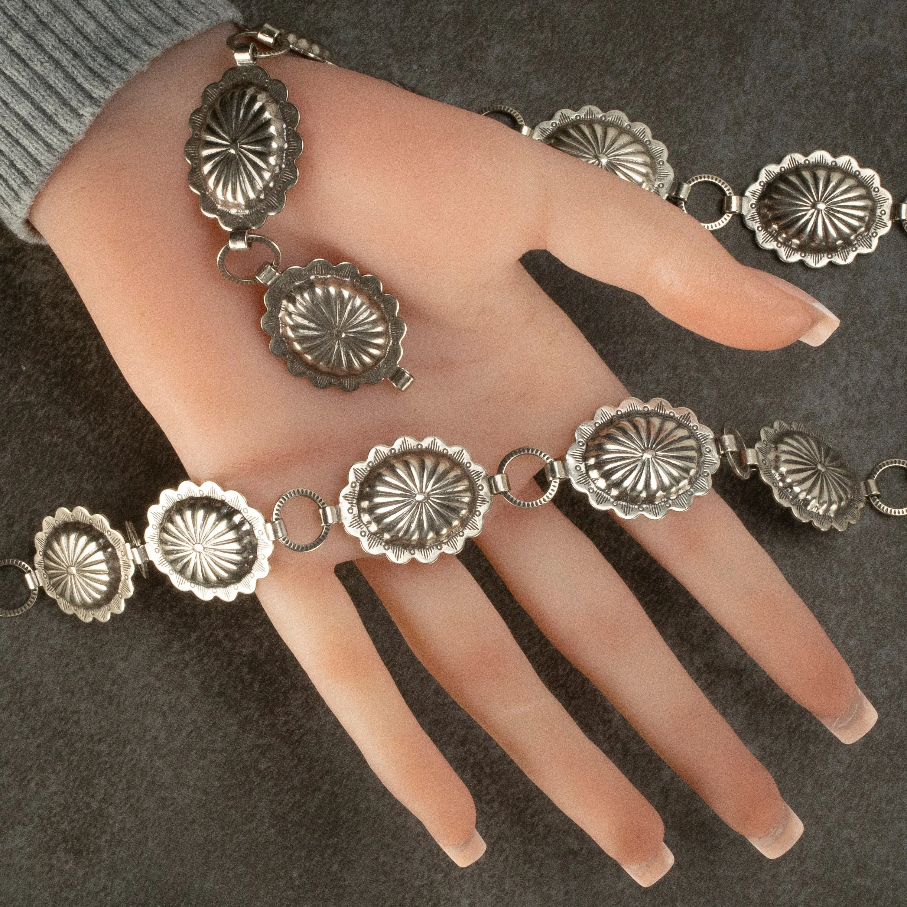 42 Oval Nickel Silver Concho Belt