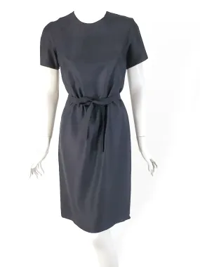 50s/60s Black Silk Shift Dress - med