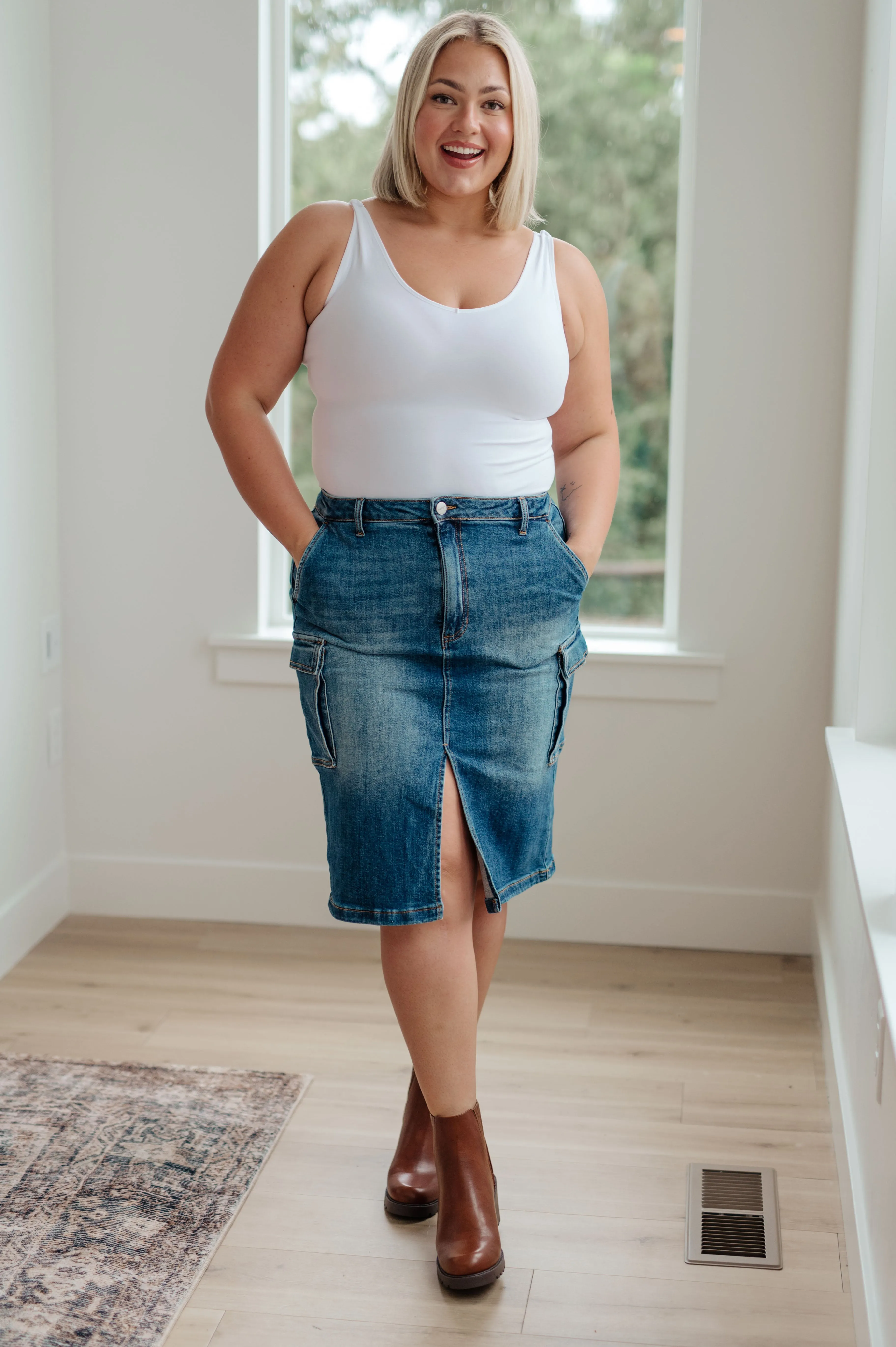 Always Be There Cargo Denim Skirt-- Use the code SPRINGJB for 20% off!