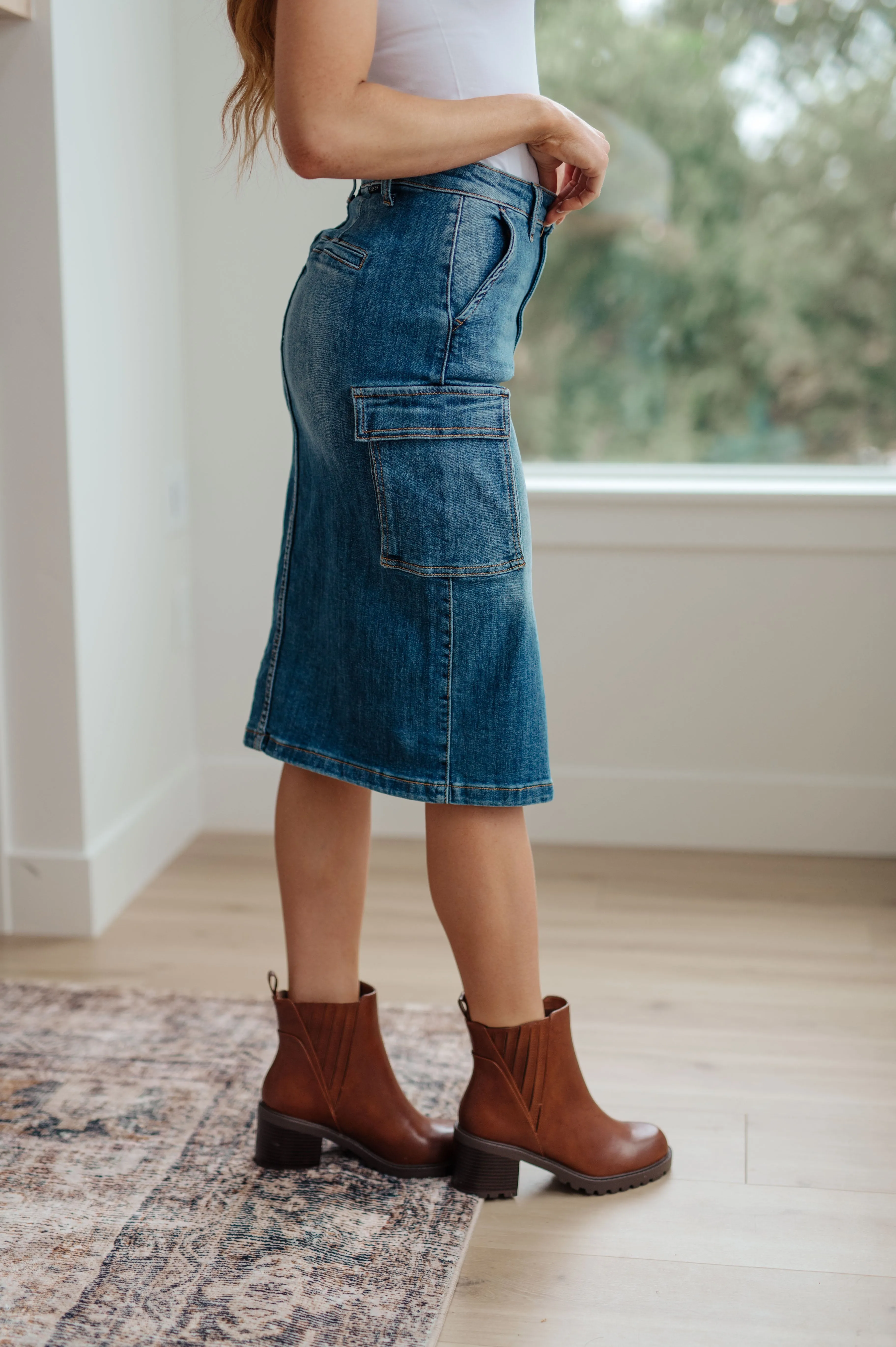 Always Be There Cargo Denim Skirt-- Use the code SPRINGJB for 20% off!