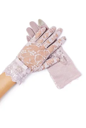 Amelie Sheer Lace Gloves - Purple