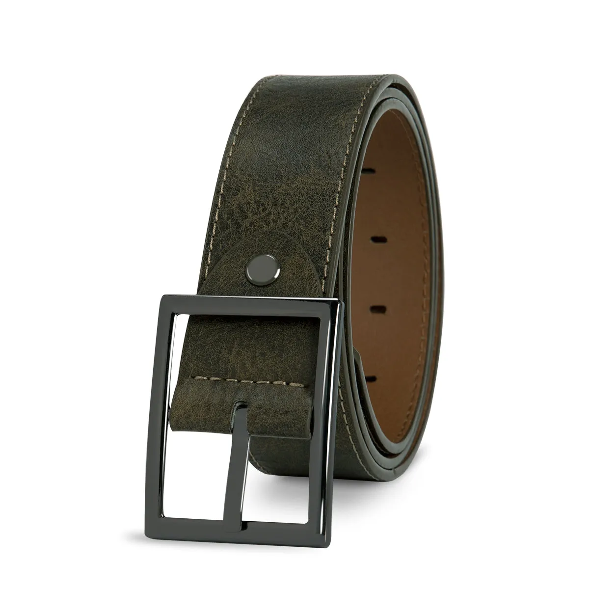 Antique Finish Buckle Belt DarkOliveGreen