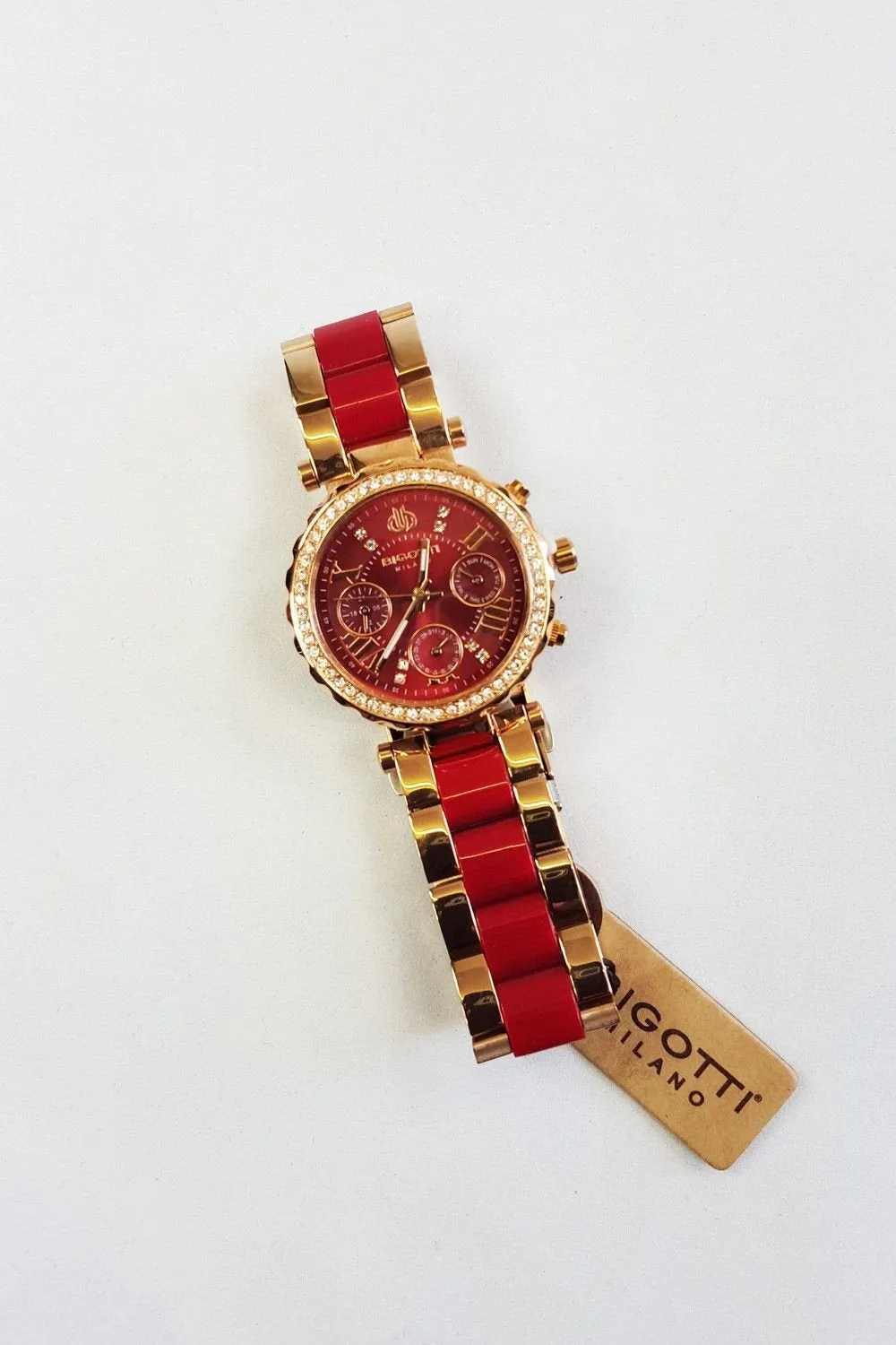 BIGOTTI MILANO Bi-Color Rose Gold Women's Wristwatch Red