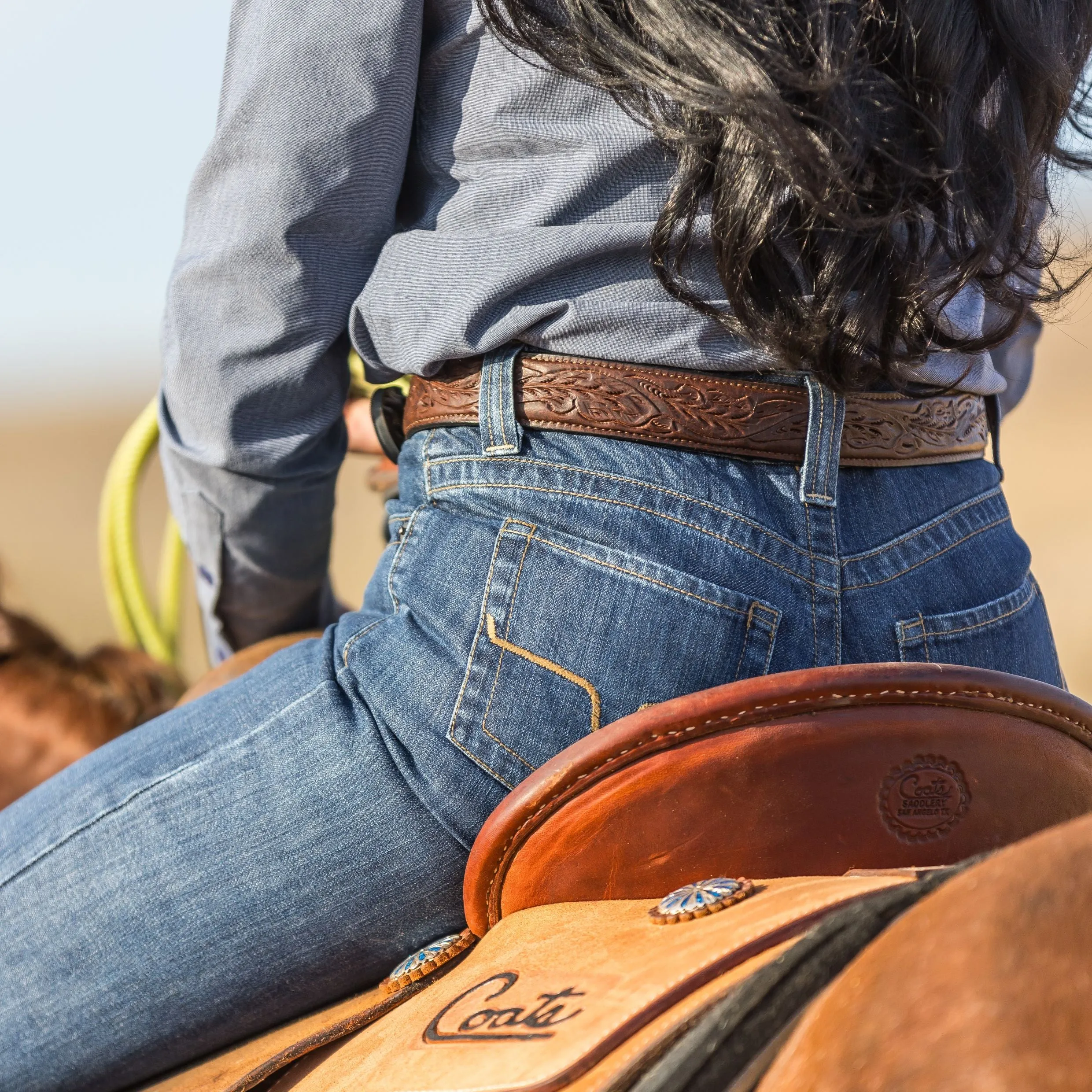 Bison Tooled Oak Leaf Belt