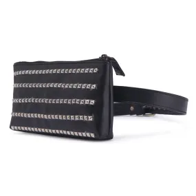 Bling black hand embroidered Waist Belt Bag for women