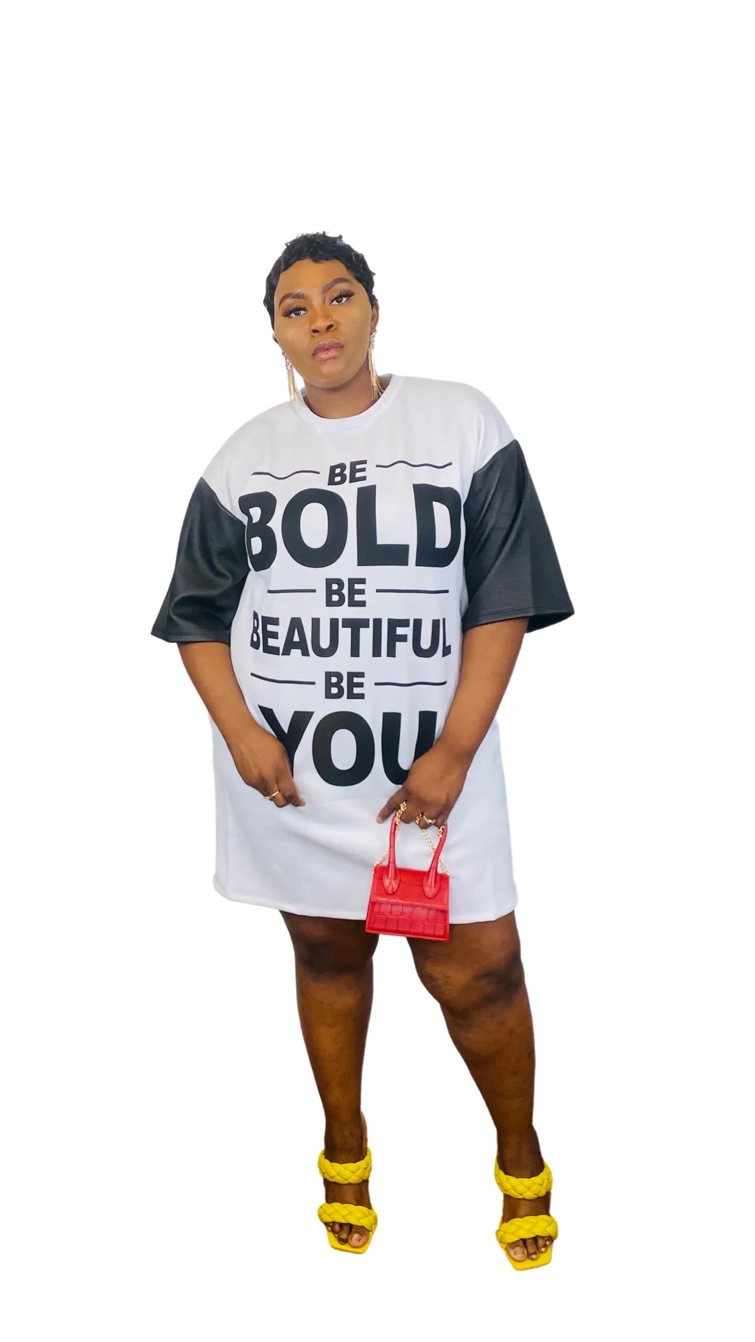 Bold & Beautiful T-shirt Dress (White)