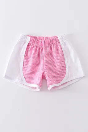 Bubblegum plaid seersucker girl  shorts