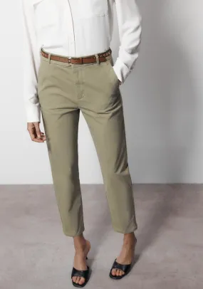 Chino Trousers With Belt - Khaki