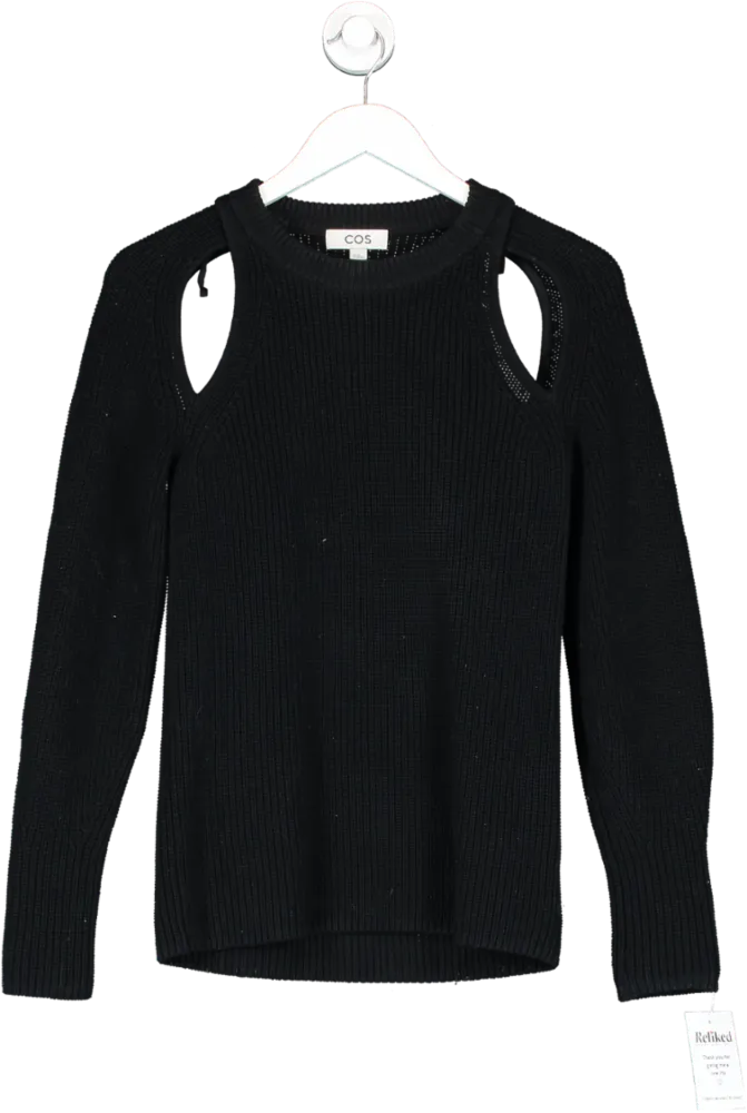 cos Black Knitted Cut-out Jumper UK XS