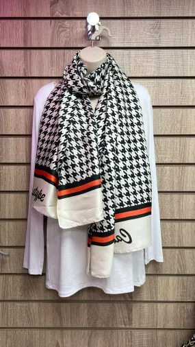 Dogtooth Print Satin Scarves