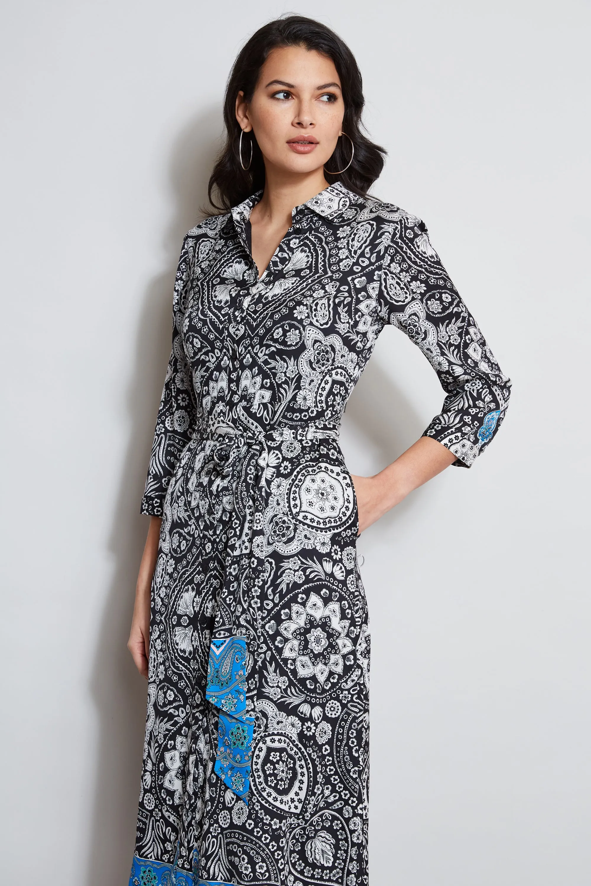 Eclipse Scarf Print Shirt Dress