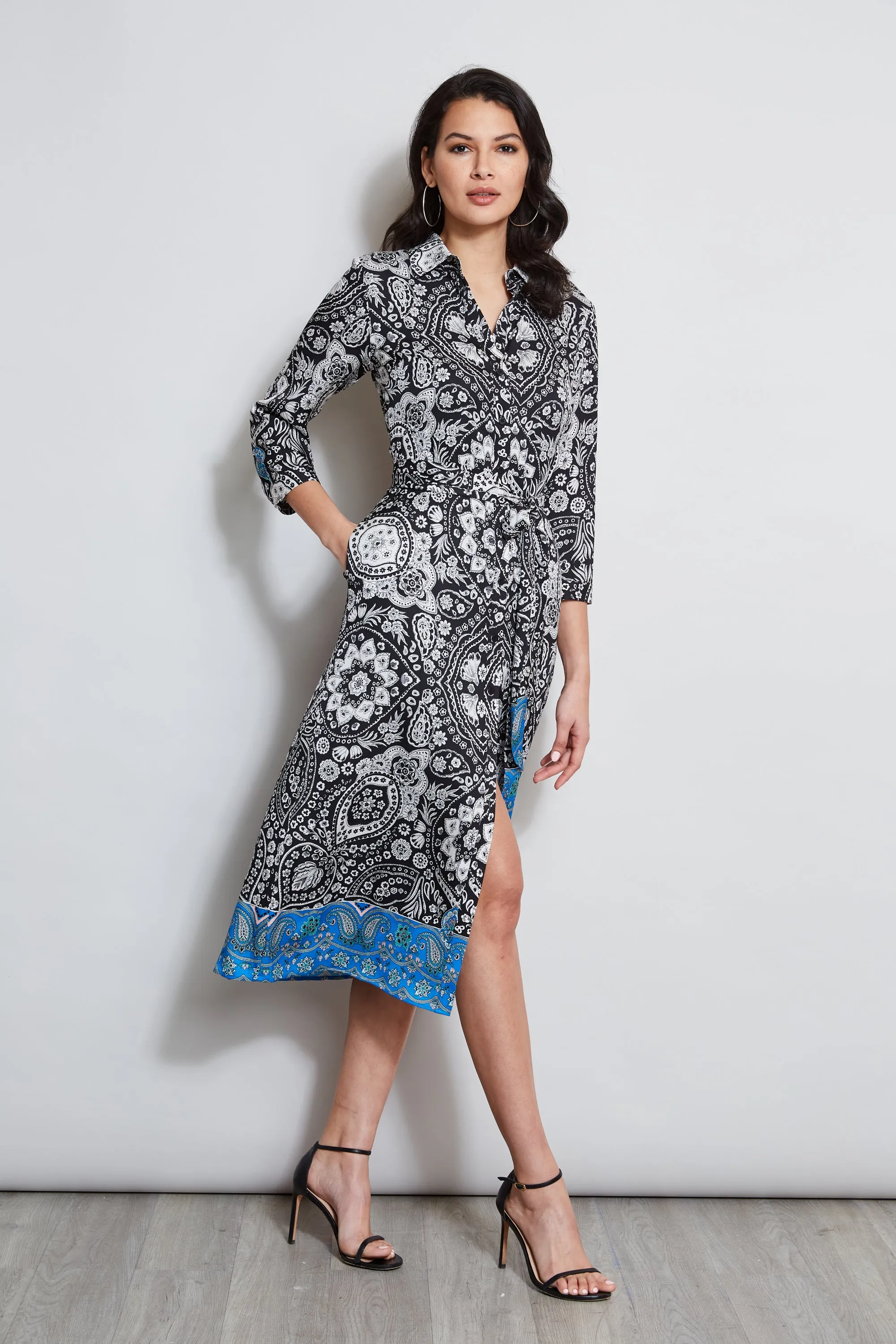 Eclipse Scarf Print Shirt Dress