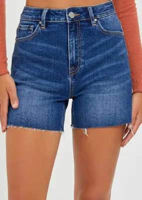 FINAL SALE - Risen Dark Wash Side Slit Shorts