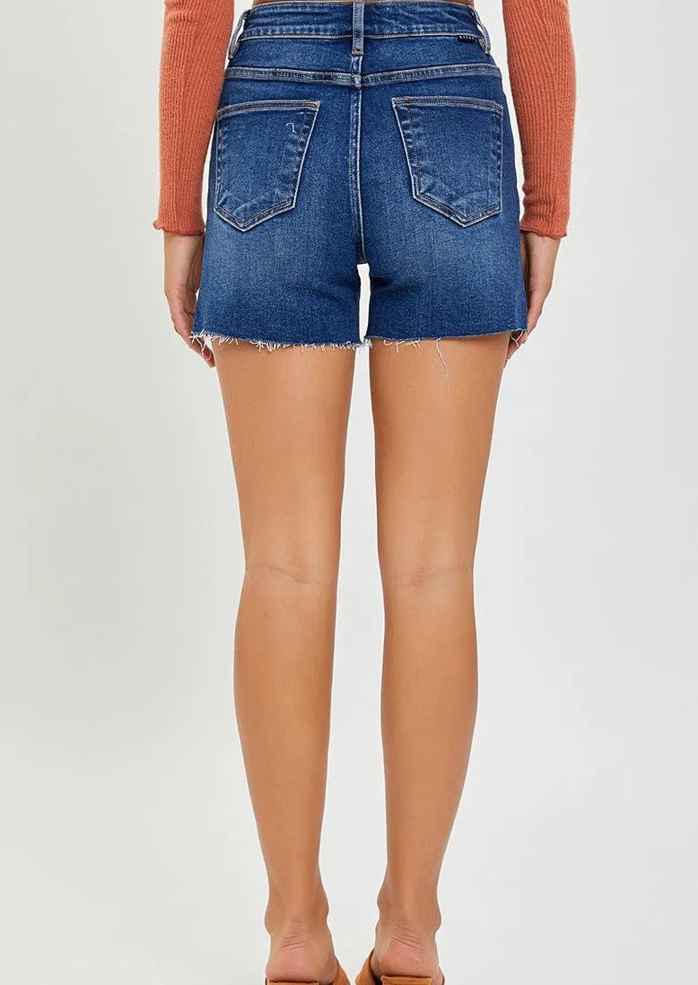 FINAL SALE - Risen Dark Wash Side Slit Shorts