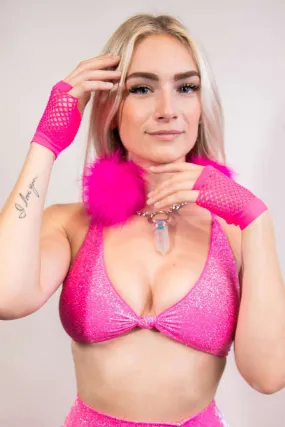 Fishnet Gloves - Neon Pink