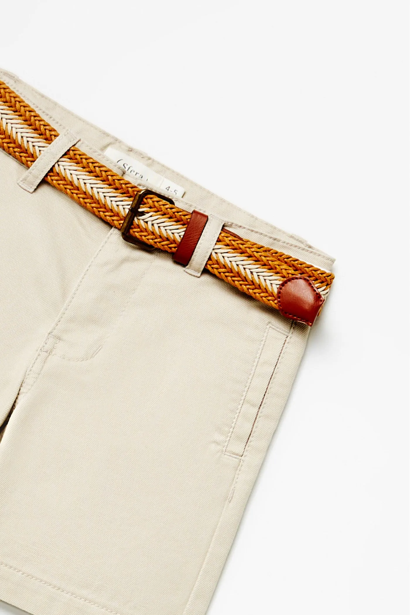 Formal Shorts With Belt - Beige / Camel