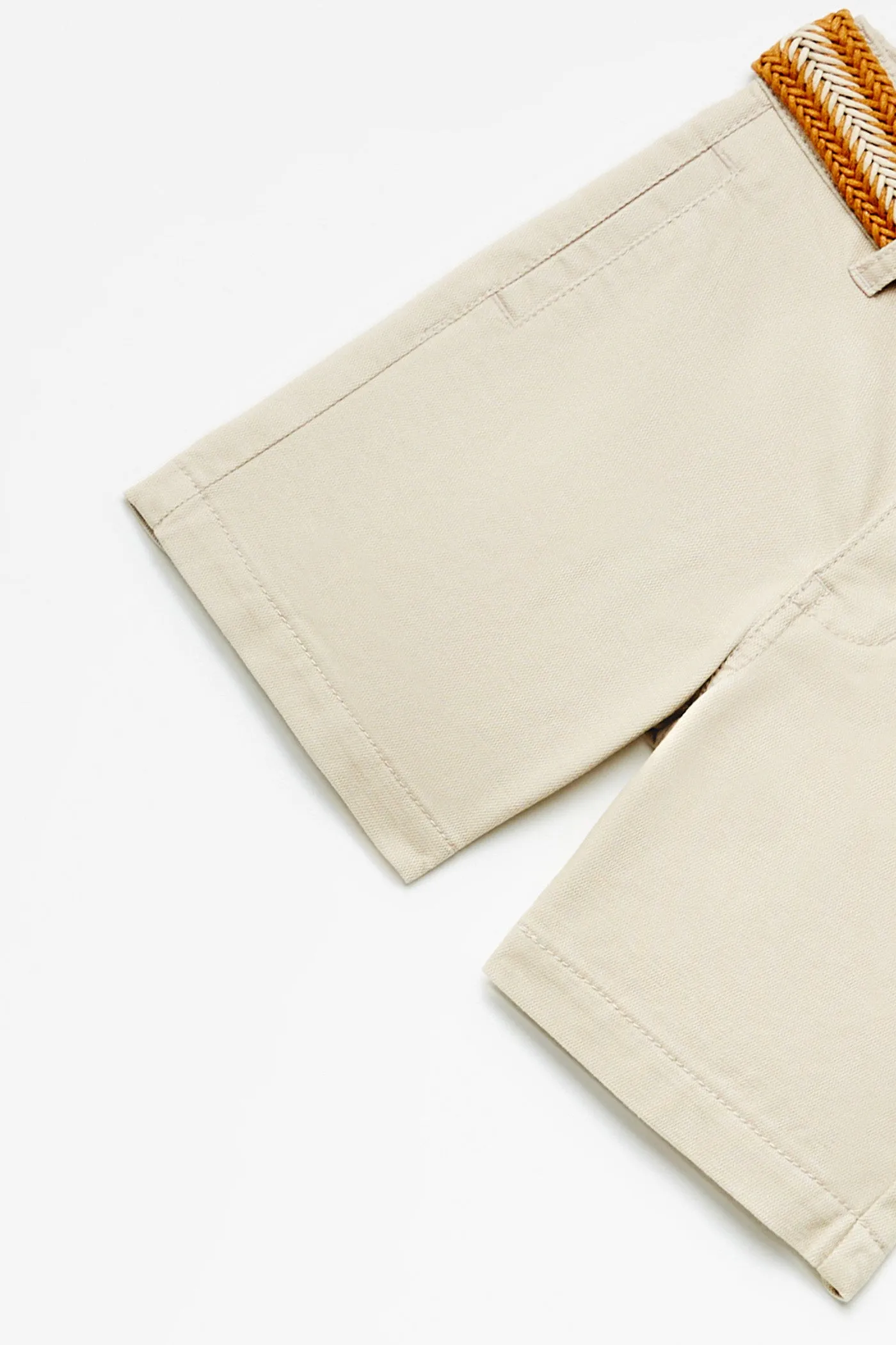 Formal Shorts With Belt - Beige / Camel