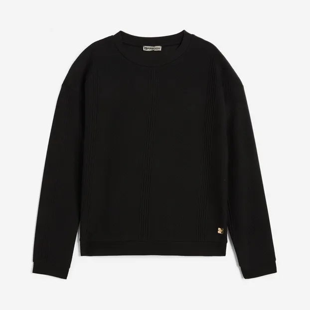 Freddy Crew-neck sweatshirt in diagonally woven fabric F3WSLS22 N black