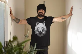 Herren T-Shirt mit Wolfmotiv "Polygon Weißer Wolf"