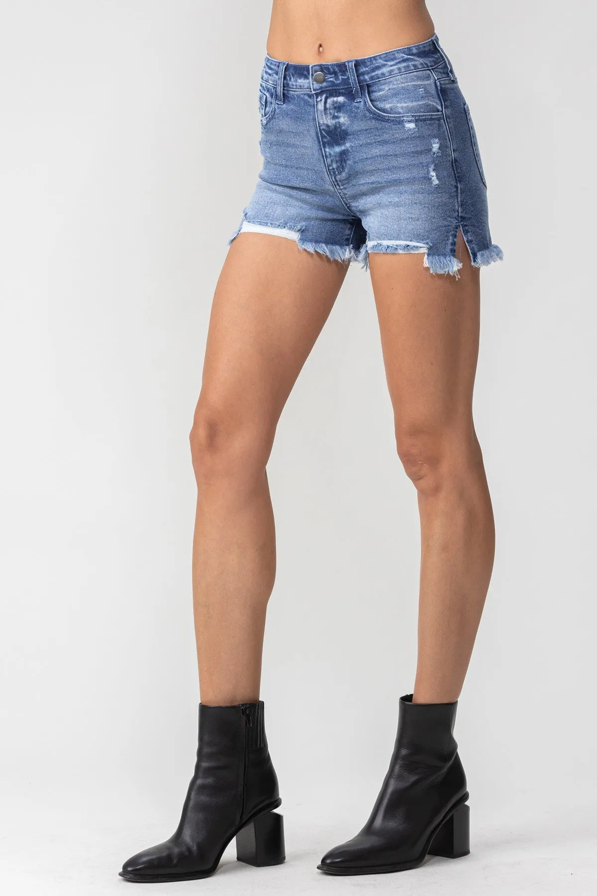 High Rise Side Slit Shorts