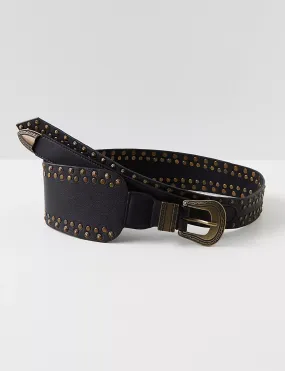 Ingrid Studded Waist Belt, Black