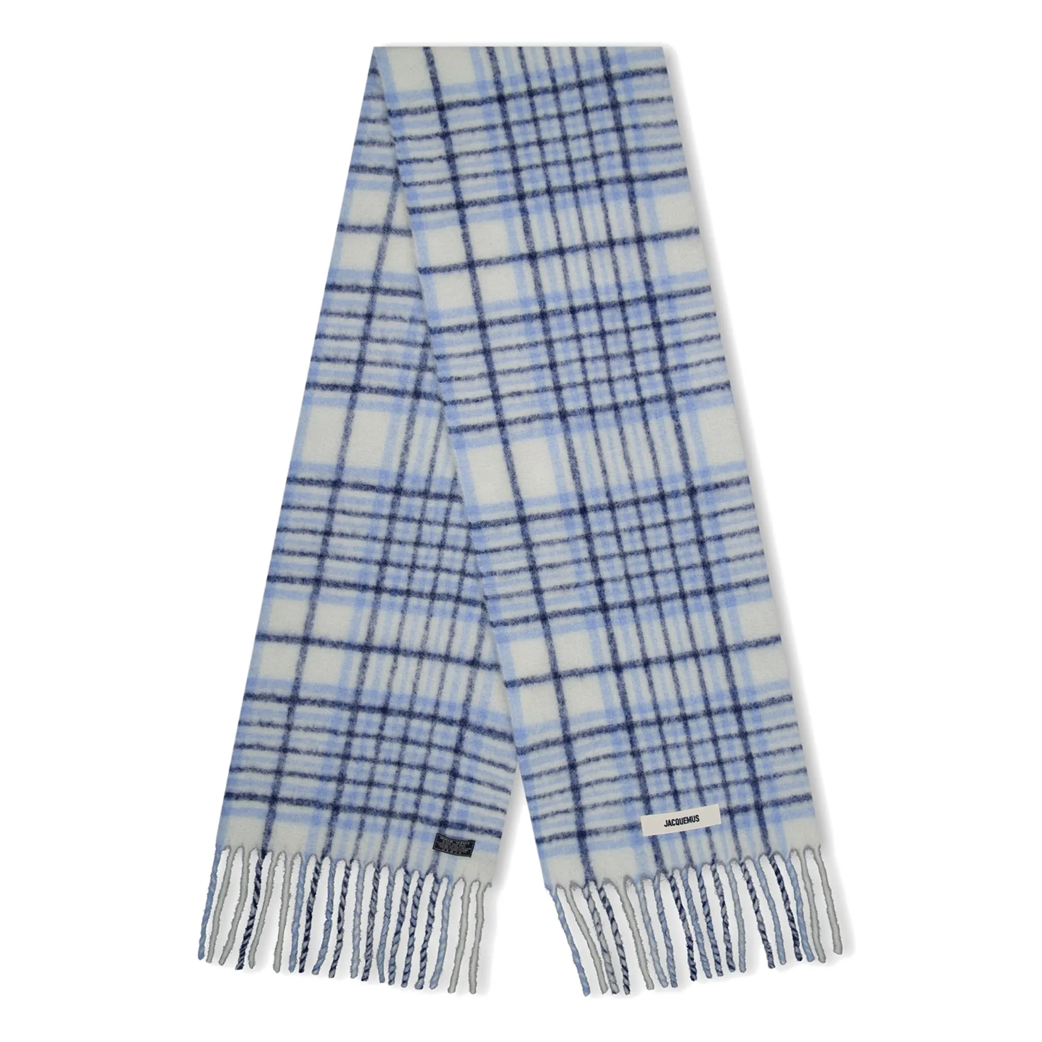 Jacquemus L'echarpe Carro Checked Blue Scarf