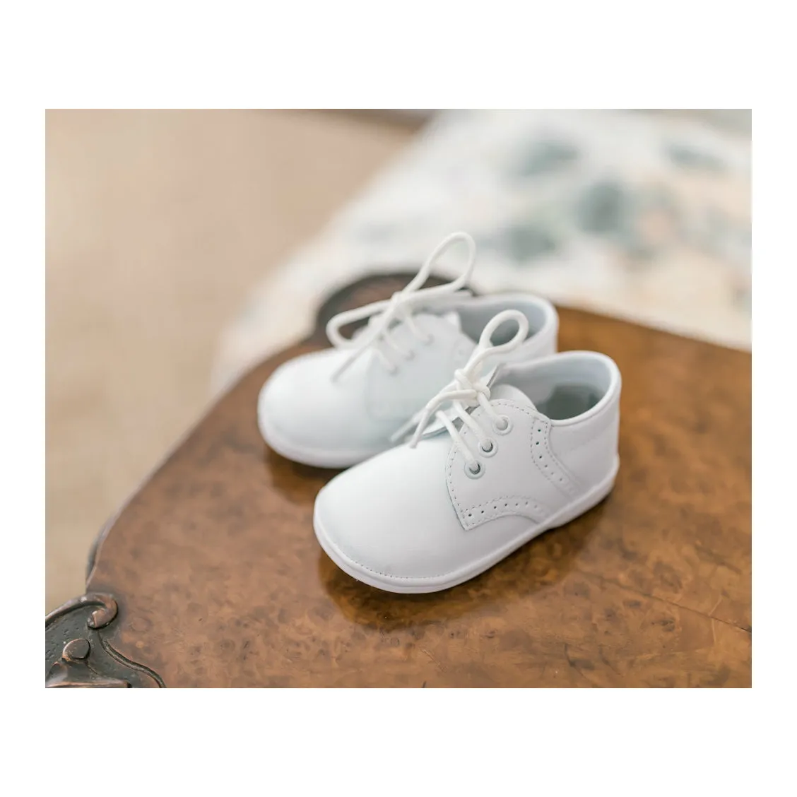 James Boy's White Leather Lace Up Shoe (Baby)