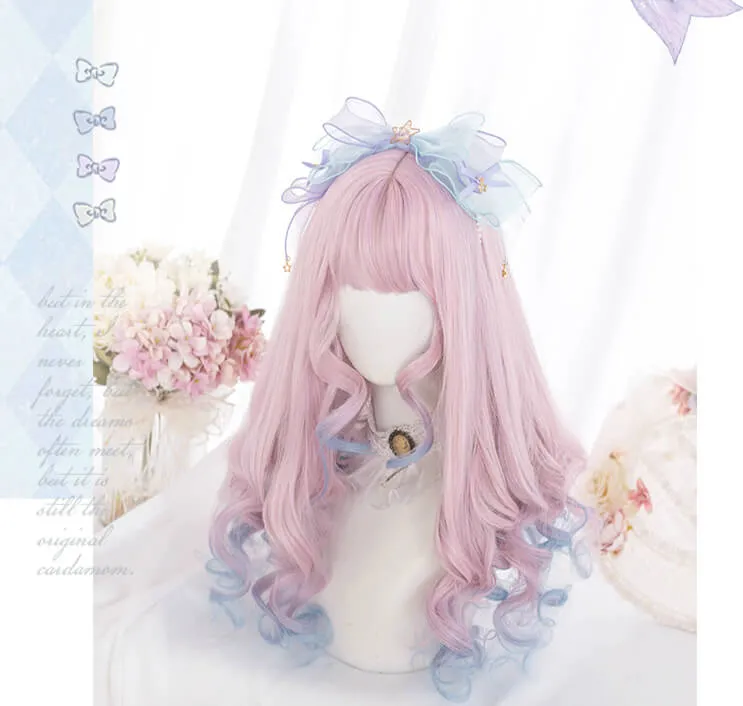 LOLITA PASTEL PINK BLUE LONG CURLY COS WIG BY07178