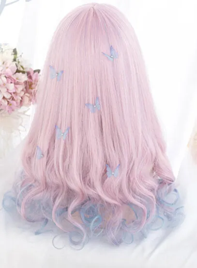 LOLITA PASTEL PINK BLUE LONG CURLY COS WIG BY07178