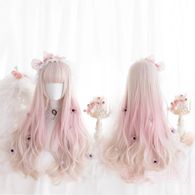 LOLITA PASTEL PINK GRADIENTLONG CURLY COS WIG BY00441