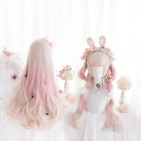 LOLITA PASTEL PINK GRADIENTLONG CURLY COS WIG BY00441