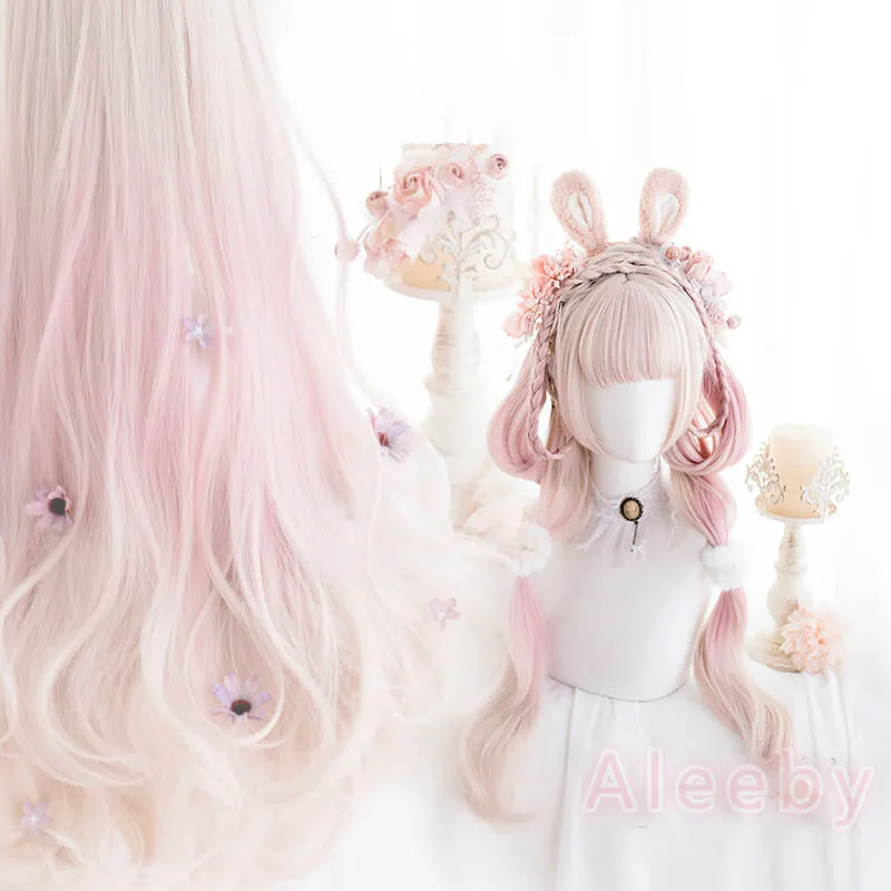 LOLITA PASTEL PINK GRADIENTLONG CURLY COS WIG BY00441