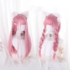 Lolita pastel pink jk cos long straight wig BY7011