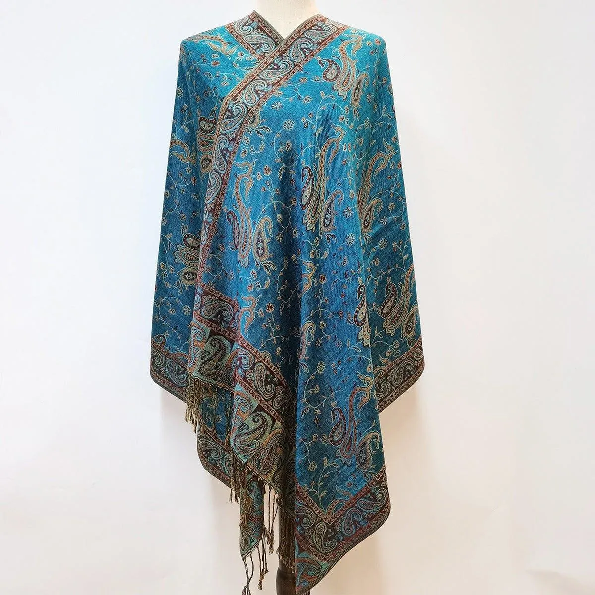 MAC044 Bohemian Style Multicolor Retro Jacquard Cashew Long Tassel Scarf