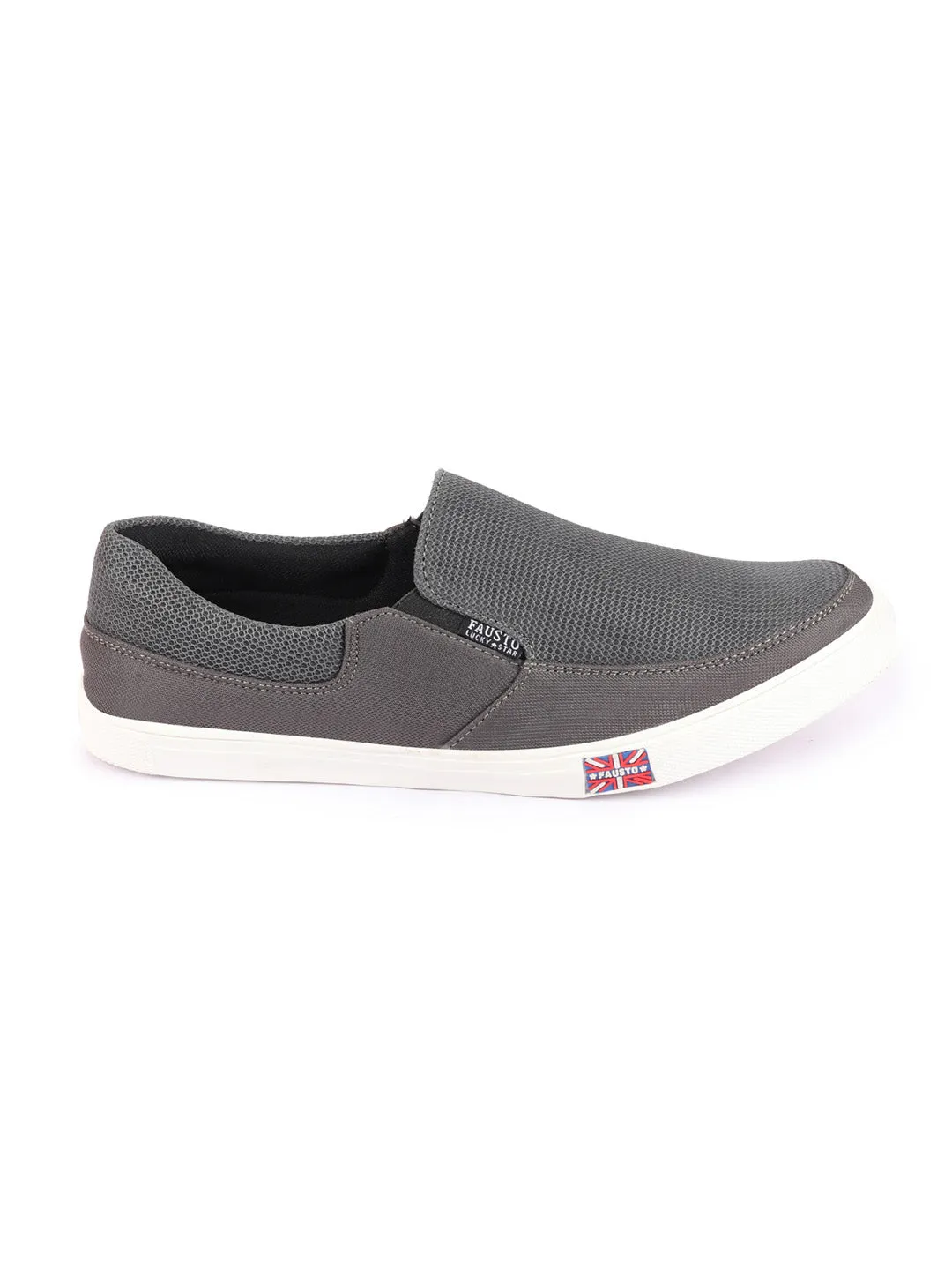 Men Grey Casual Slip-On Loafers