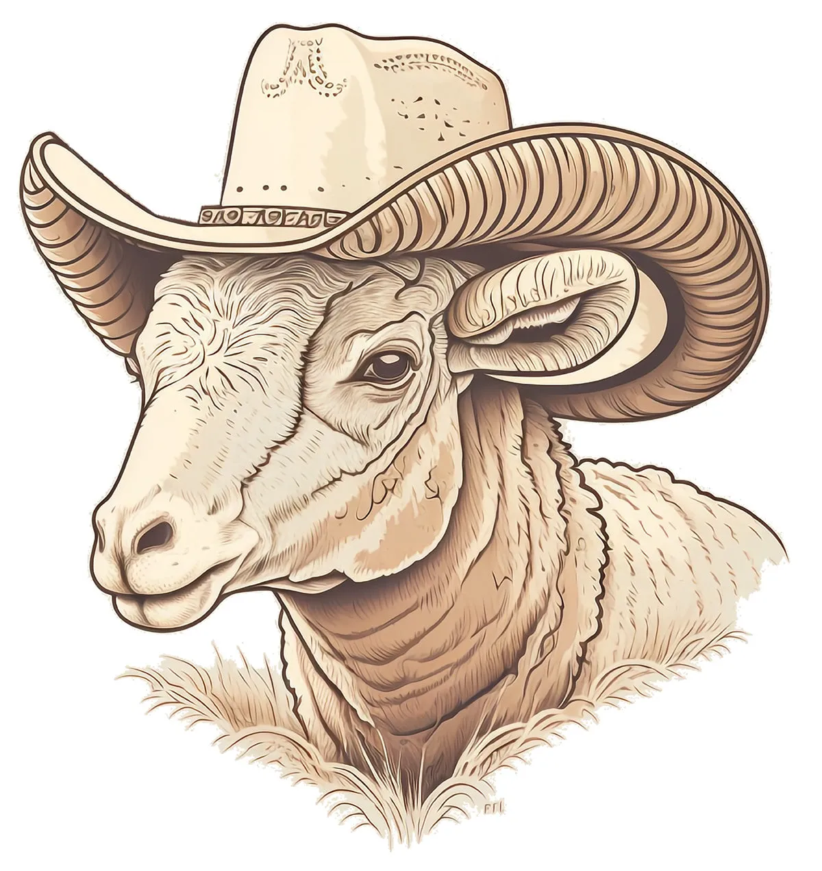 Men's ram cowboy crew neck t-shirt