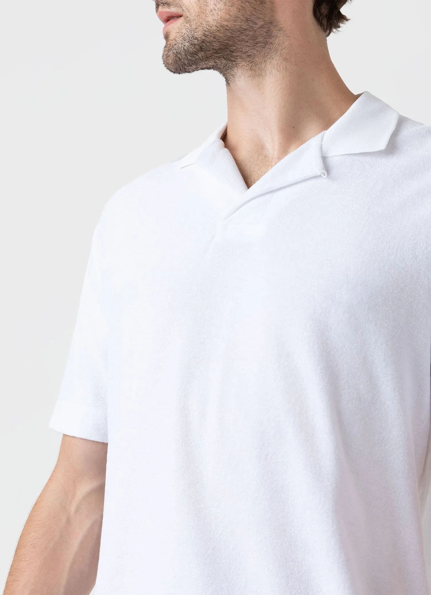 Men's Towelling Polo Shirt in White