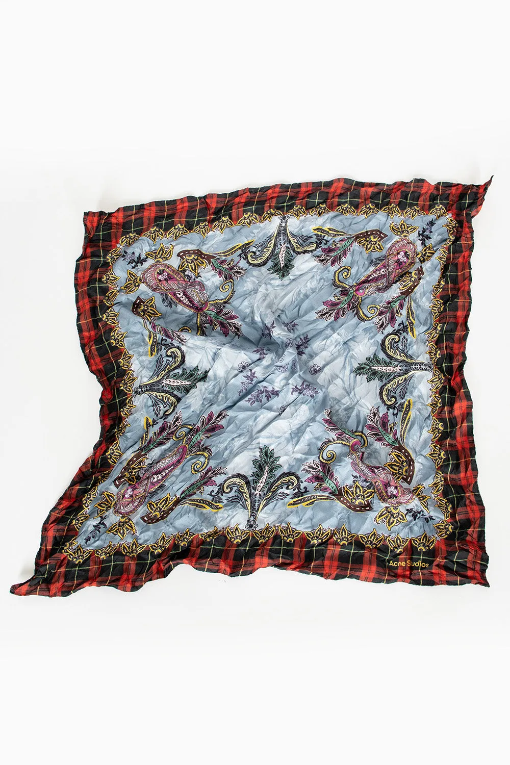 Printed Silk Scarf Blue/Red