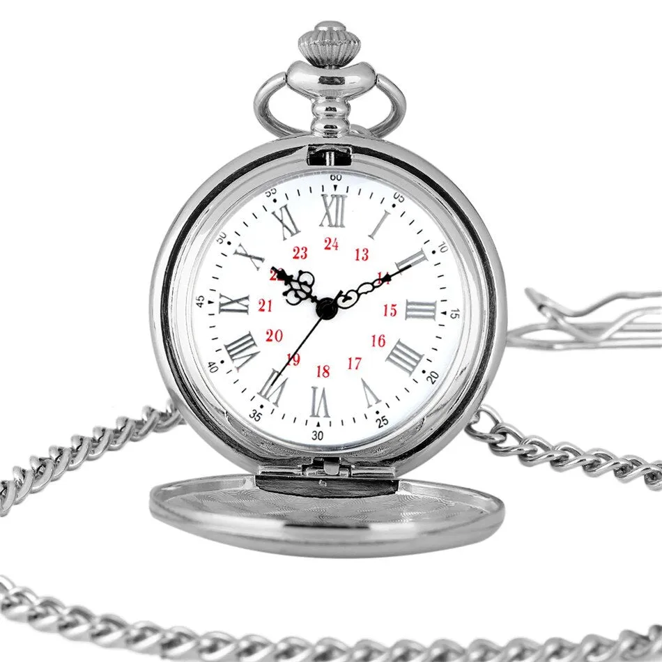 "To My Grandson I Love You" Golden Case White Dial Quartz Necklace Chain Pendant Pocket Watch