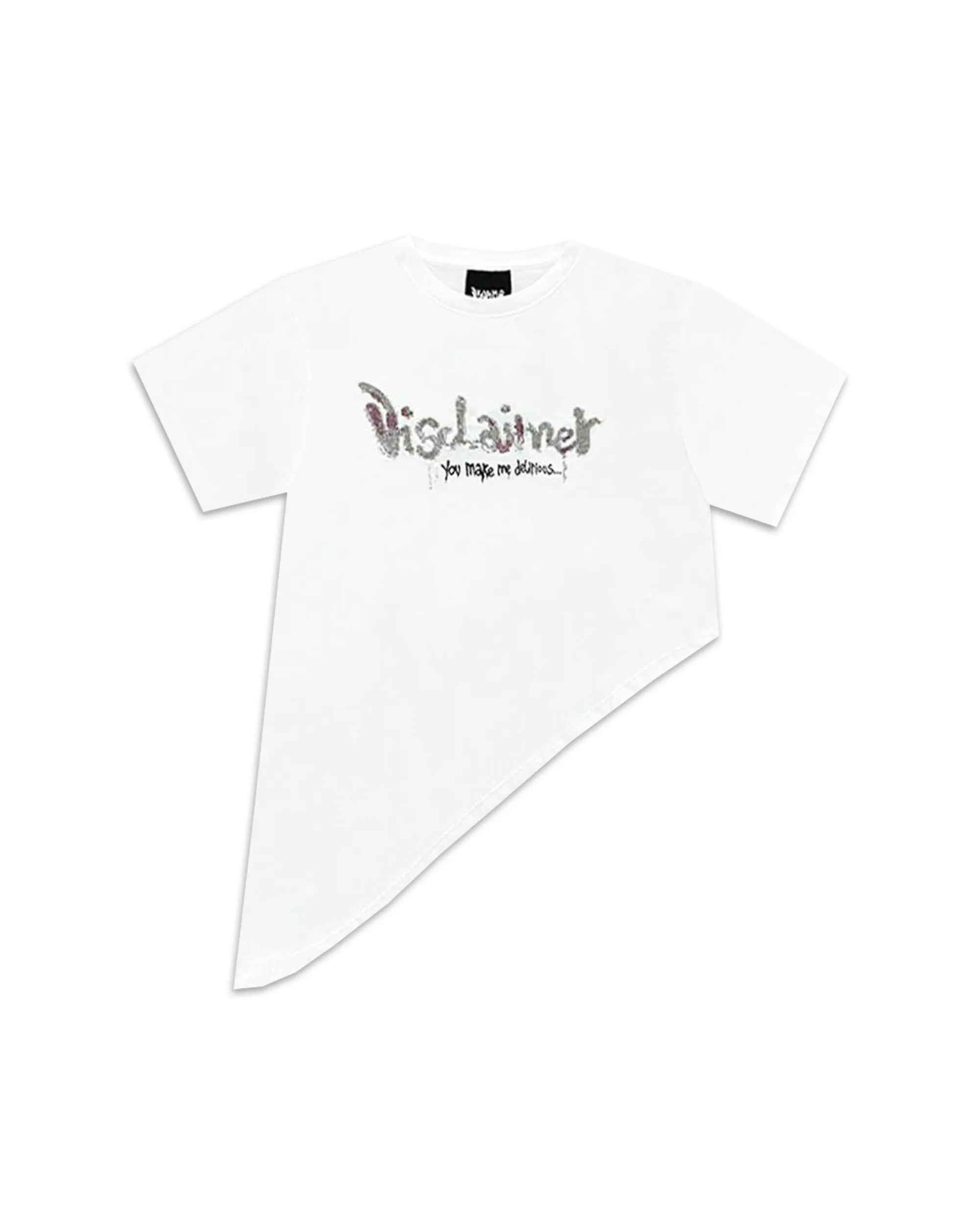 T-shirt Donna Disclaimer Bianca logo Paillettes