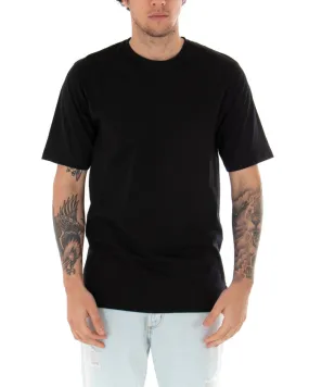 T-shirt Uomo Basic Tinta Unita Nero Girocollo Manica Corta Casual Spacchi GIOSAL-TS2943A