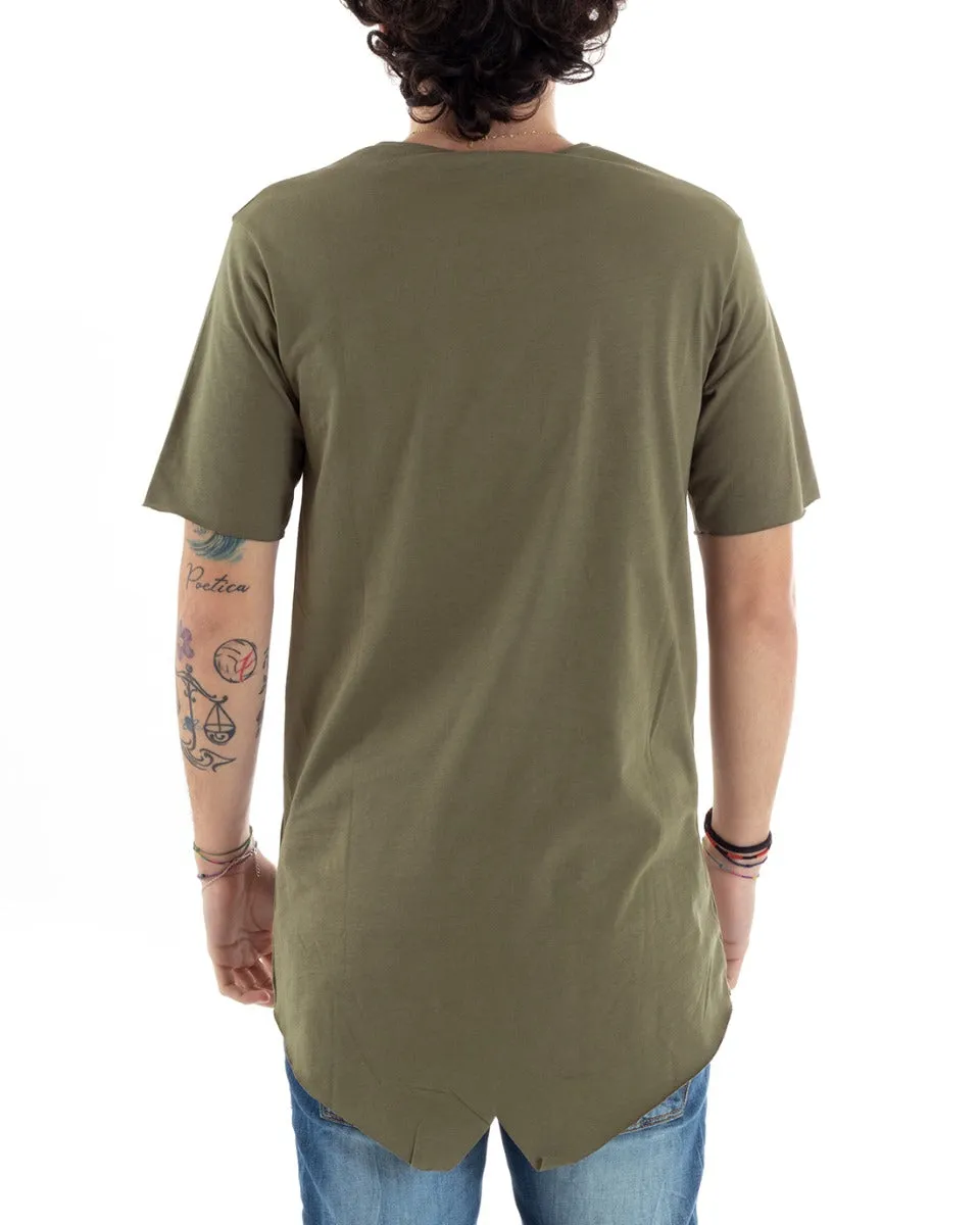 T-shirt Uomo Manica Corta Verde Stampa Girocollo Casual GIOSAL-TS2858A