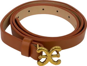 Tan Faux Leather Belt with gold buckle One Size