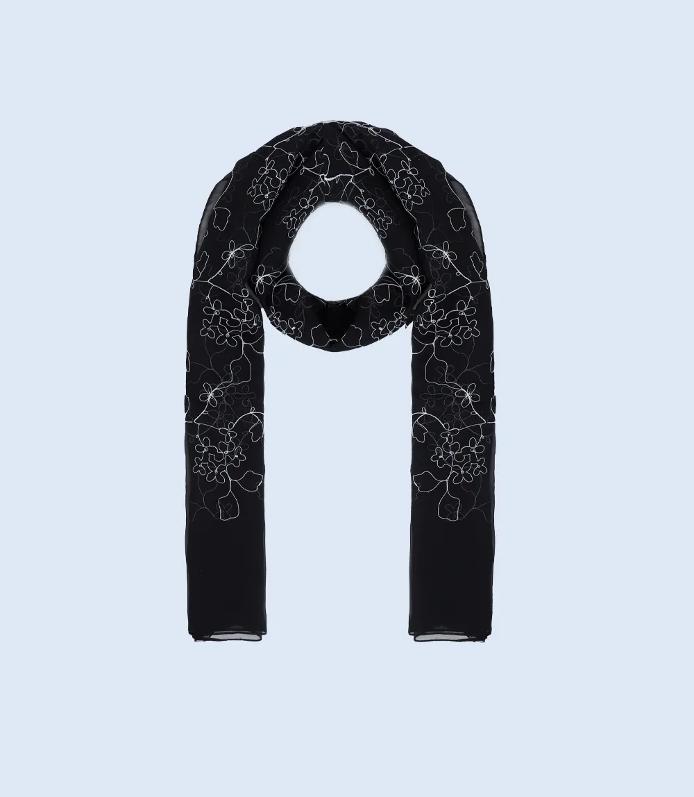 WA0838-BLACK-Scarf For Women