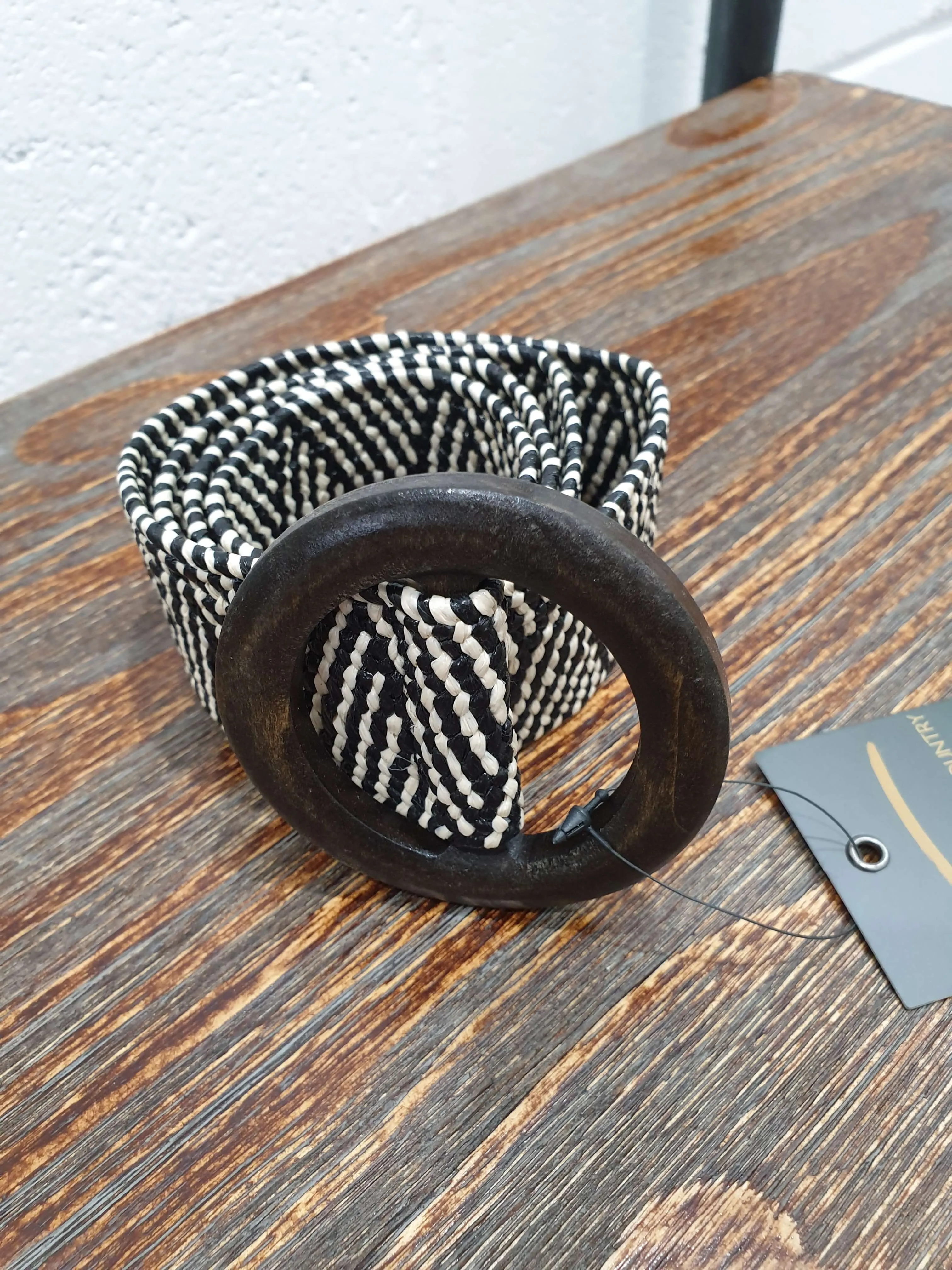 Women's Black and White Woven Boho Braided Belt